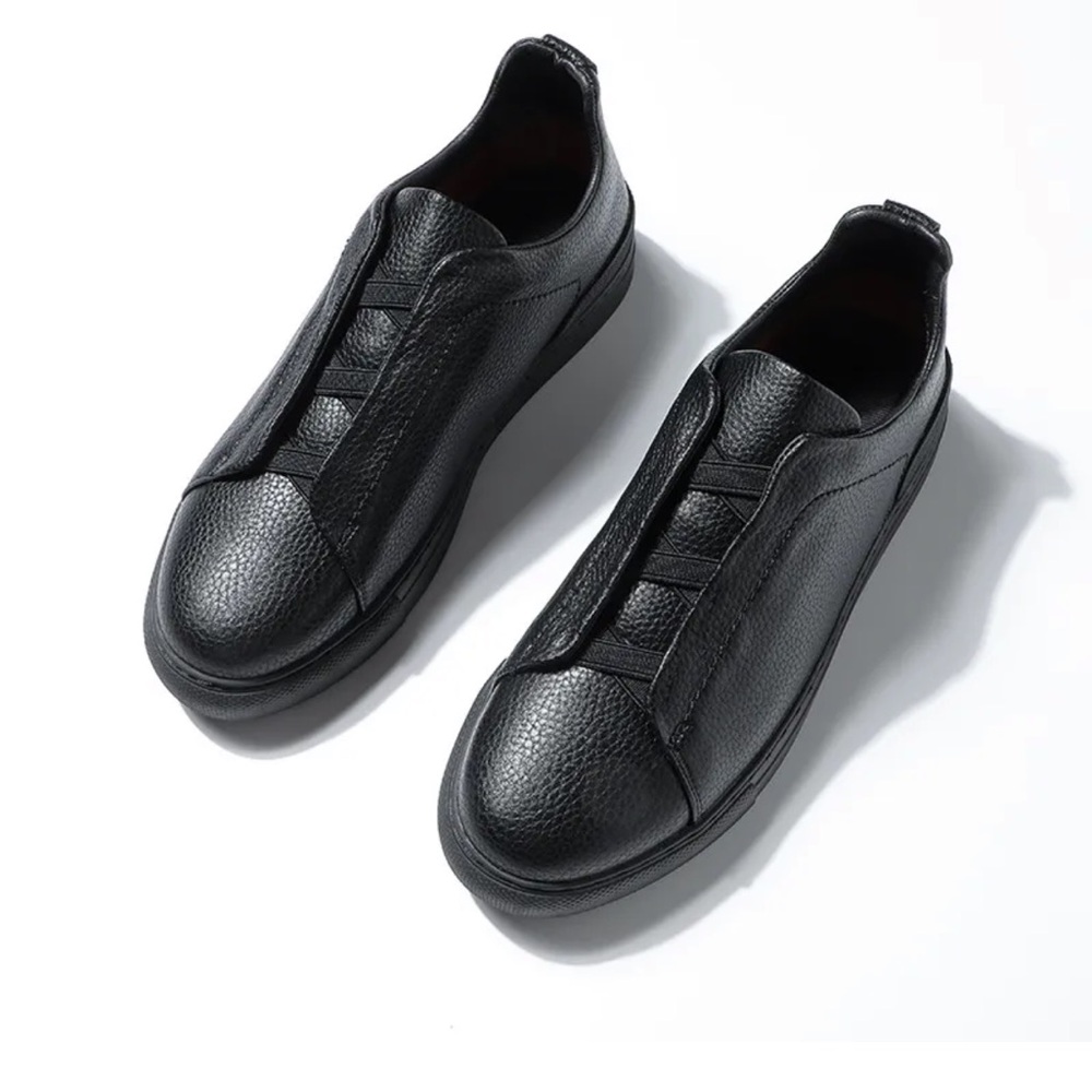 Men's Black Leather Boncini Slip-On Loafers